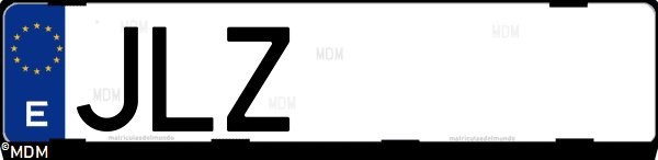 Matrícula española JLZ, correspondiente al año 2016