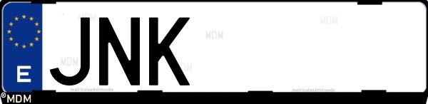 Matrícula española JNK, correspondiente al año 2016