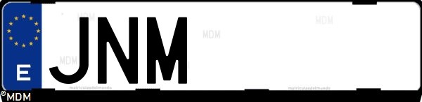 Matrícula española JNM, correspondiente al año 2016