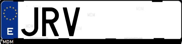 Matrícula española JRV, correspondiente al año 2016
