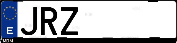 Matrícula española JRZ, correspondiente al año 2016