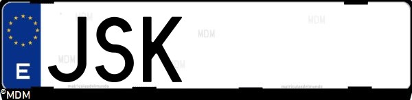 Matrícula española JSK, correspondiente al año 2016