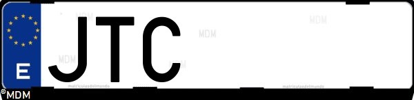Matrícula española JTC, correspondiente al año 2016