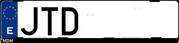 Matrícula española JTD, correspondiente al año 2016