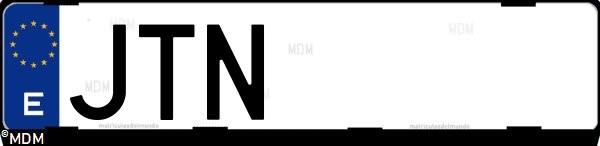 Matrícula española JTN, correspondiente al año 2016