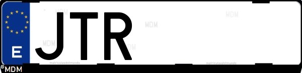 Matrícula española JTR, correspondiente al año 2016