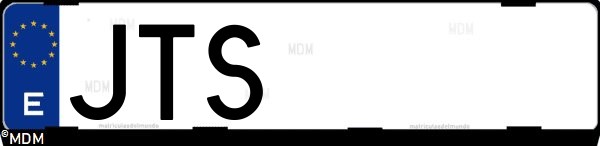 Matrícula española JTS, correspondiente al año 2016