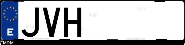 Matrícula española JVH, correspondiente al año 2016