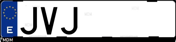 Matrícula española JVJ, correspondiente al año 2016
