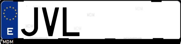 Matrícula española JVL, correspondiente al año 2016