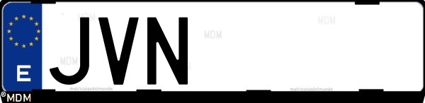 Matrícula española JVN, correspondiente al año 2016