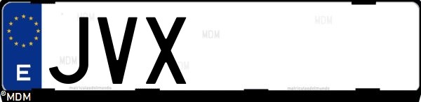 Matrícula española JVX, correspondiente al año 2016