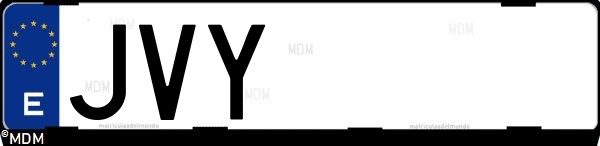 Matrícula española JVY, correspondiente al año 2016