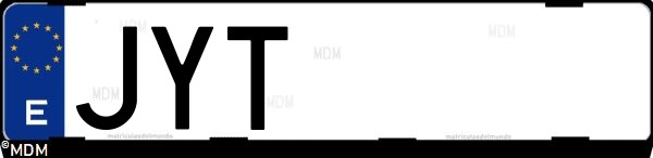 Matrícula española JYT, correspondiente al año 2017