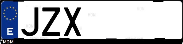 Matrícula española JZX, correspondiente al año 2017