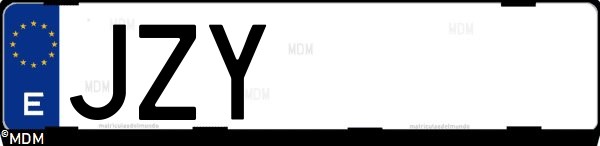 Matrícula española JZY, correspondiente al año 2017