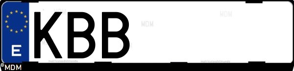 Matrícula española KBB, correspondiente al año 2017