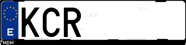 Matrícula española KCR, correspondiente al año 2017