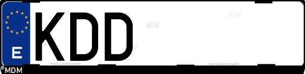 Matrícula española KDD, correspondiente al año 2017
