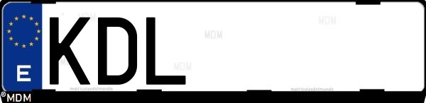 Matrícula española KDL, correspondiente al año 2017