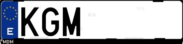 Matrícula española KGM, correspondiente al año 2017