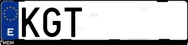 Matrícula española KGT, correspondiente al año 2018