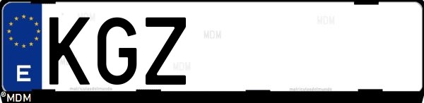 Matrícula española KGZ, correspondiente al año 2018