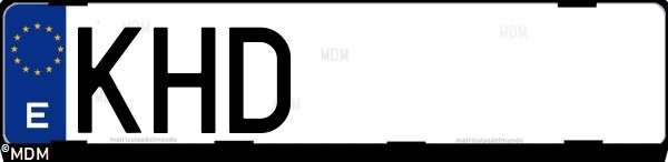 Matrícula española KHD, correspondiente al año 2018
