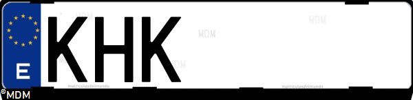Matrícula española KHK, correspondiente al año 2018