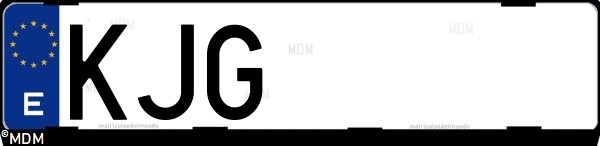 Matrícula española KJG, correspondiente al año 2018