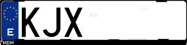 Matrícula española KJX, correspondiente al año 2018