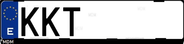 Matrícula española KKT, correspondiente al año 2018