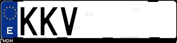 Matrícula española KKV, correspondiente al año 2018