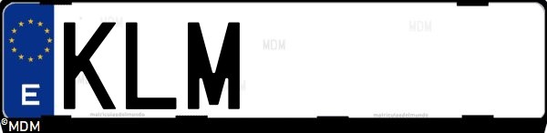 Matrícula española KLM, correspondiente al año 2018