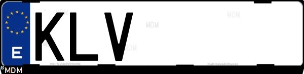 Matrícula española KLV, correspondiente al año 2018