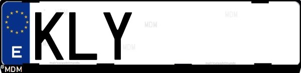 Matrícula española KLY, correspondiente al año 2018