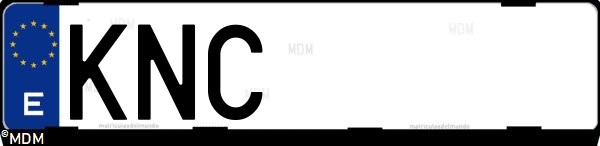 Matrícula española KNC, correspondiente al año 2018
