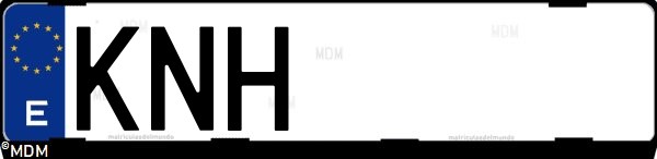 Matrícula española KNH, correspondiente al año 2018