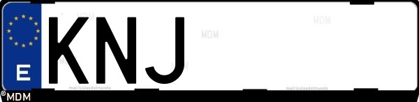 Matrícula española KNJ, correspondiente al año 2018