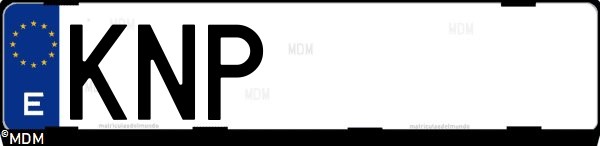 Matrícula española KNP, correspondiente al año 2018