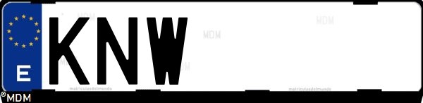 Matrícula española KNW, correspondiente al año 2018