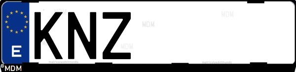 Matrícula española KNZ, correspondiente al año 2018