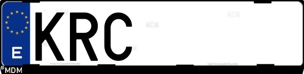 Matrícula española KRC, correspondiente al año 2018