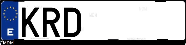 Matrícula española KRD, correspondiente al año 2018