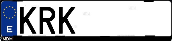 Matrícula española KRK, correspondiente al año 2018