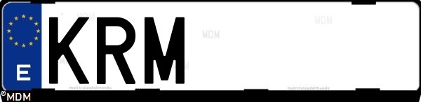 Matrícula española KRM, correspondiente al año 2018