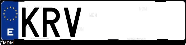 Matrícula española KRV, correspondiente al año 2018