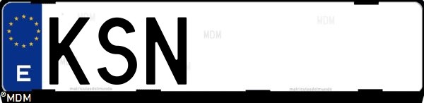 Matrícula española KSN, correspondiente al año 2018