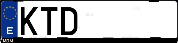 Matrícula española KTD, correspondiente al año 2019