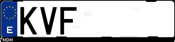 Matrícula española KVF, correspondiente al año 2019